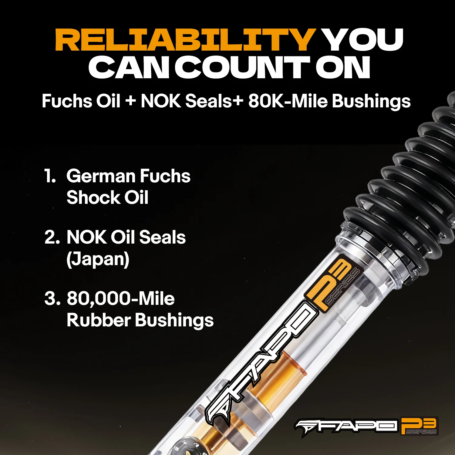 P3 Off-road Rear Shock  For Ford F-250 Super Duty 4WD 1999-2016, 2WD 2005-2006, with Ford F-350 Super Duty 2WD 1999-2016 2-4.5 in Lift PA067730 - Image 5