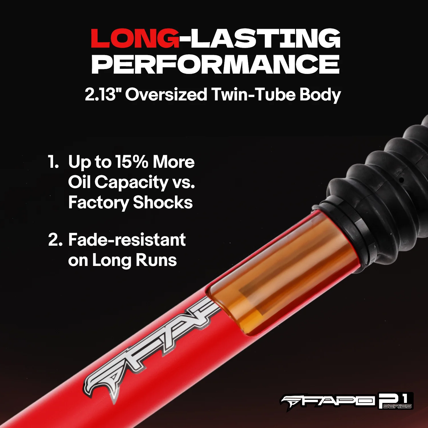 P1 Off-road Front Shock for Jeep Wrangler TJ 96-08 1-3 in lift PA164610 - Image 4