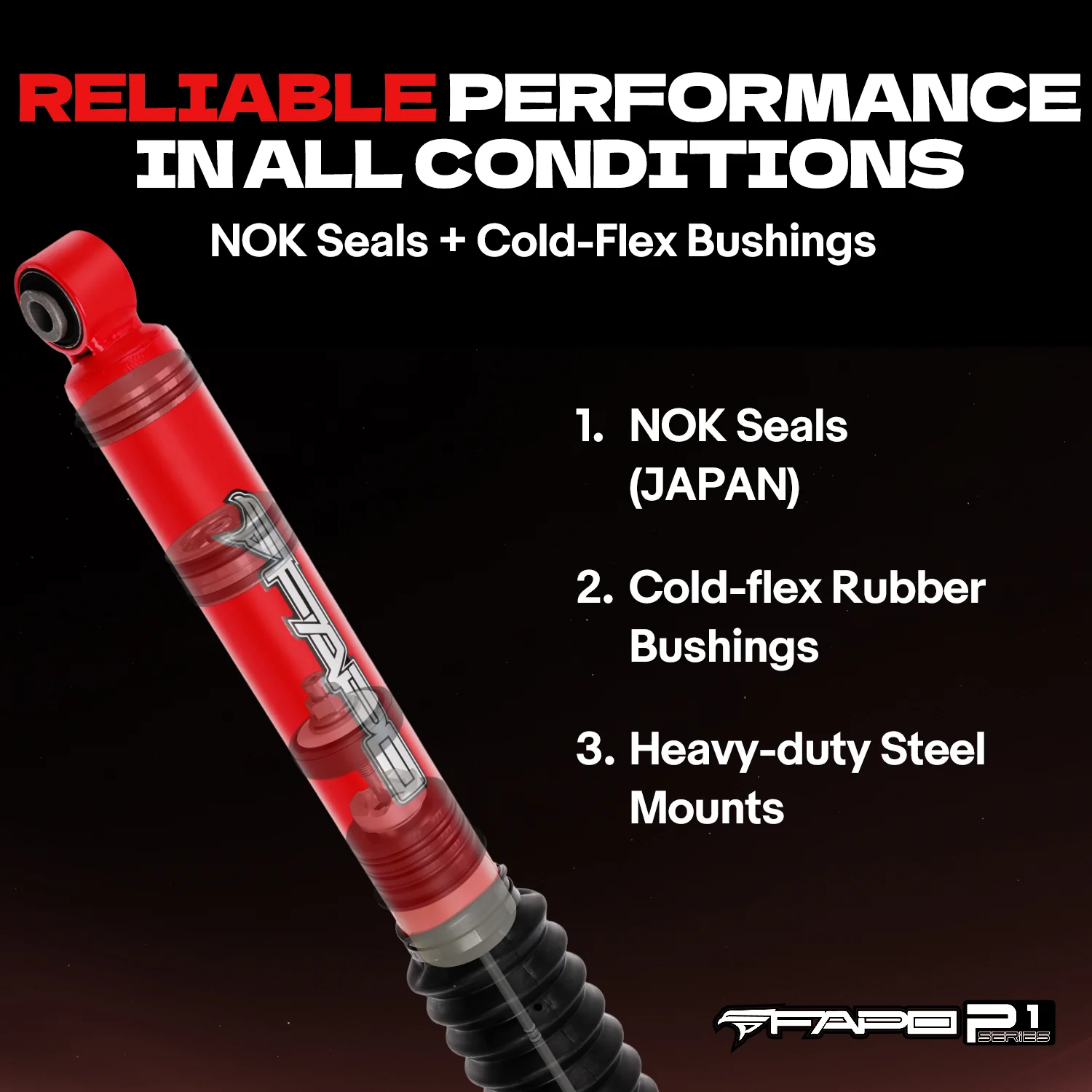 P1 Off-road Front Shock for Jeep Wrangler TJ 96-08 1-3 in lift PA164610 - Image 6