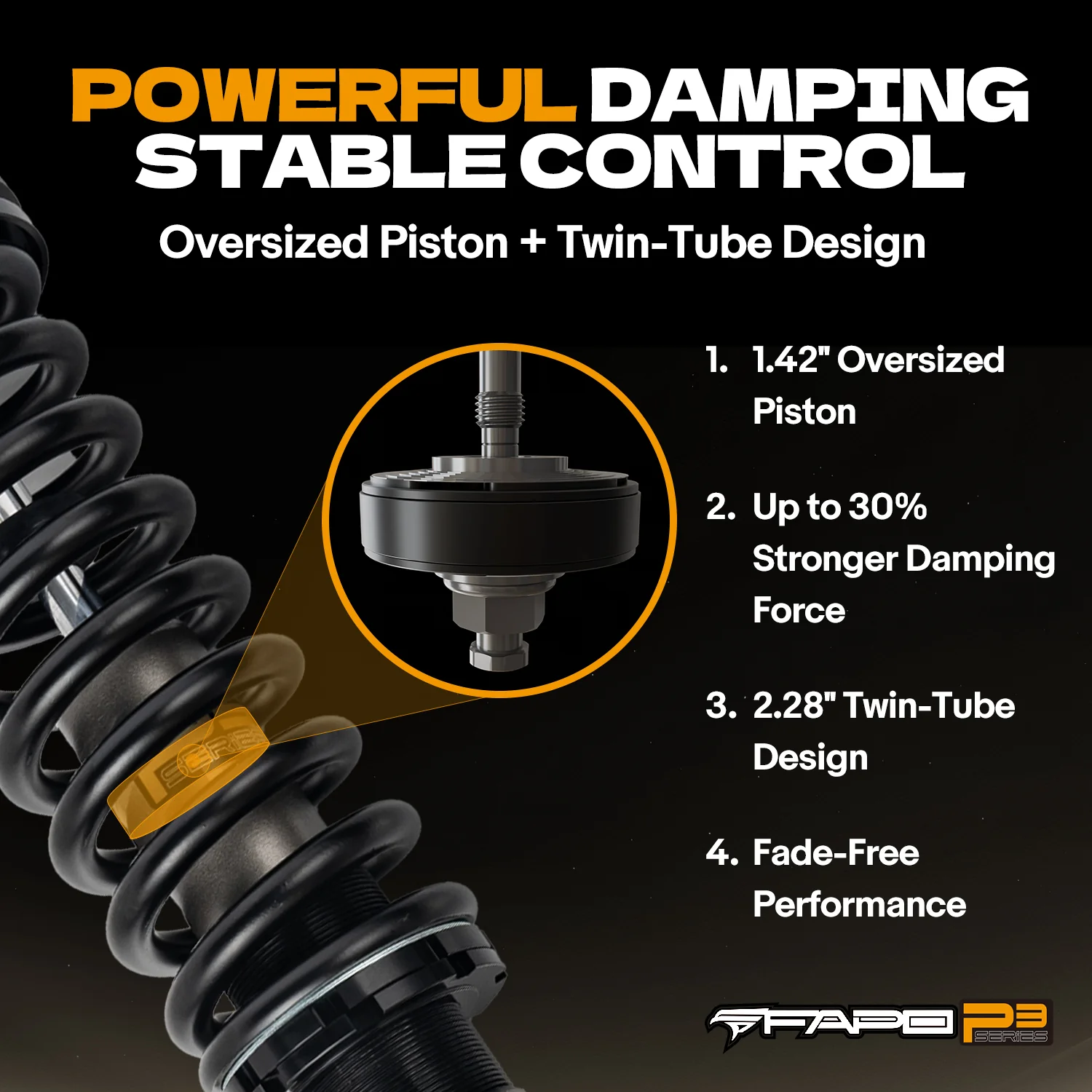 FAPO Off Road 8-Stage Full Set 0-2 in Lift Struts For Toyota Hilux 2006-2025 - Image 5
