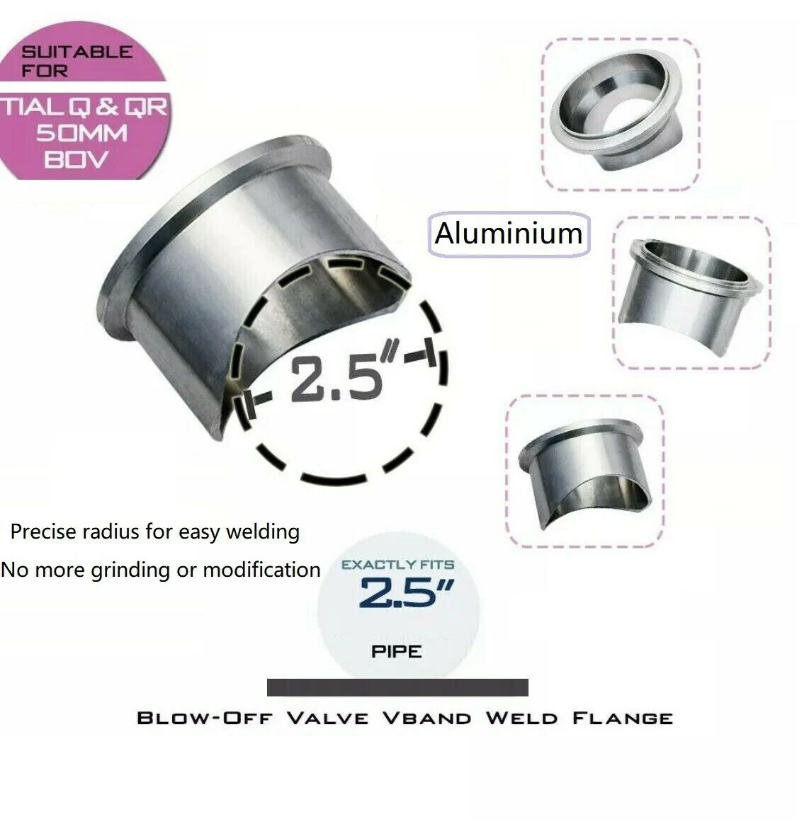 FAPO V Band Weld on Flange for Tial 50mm Blow Off Valve BOV Charge Pipe Q QR Alu - Image 2