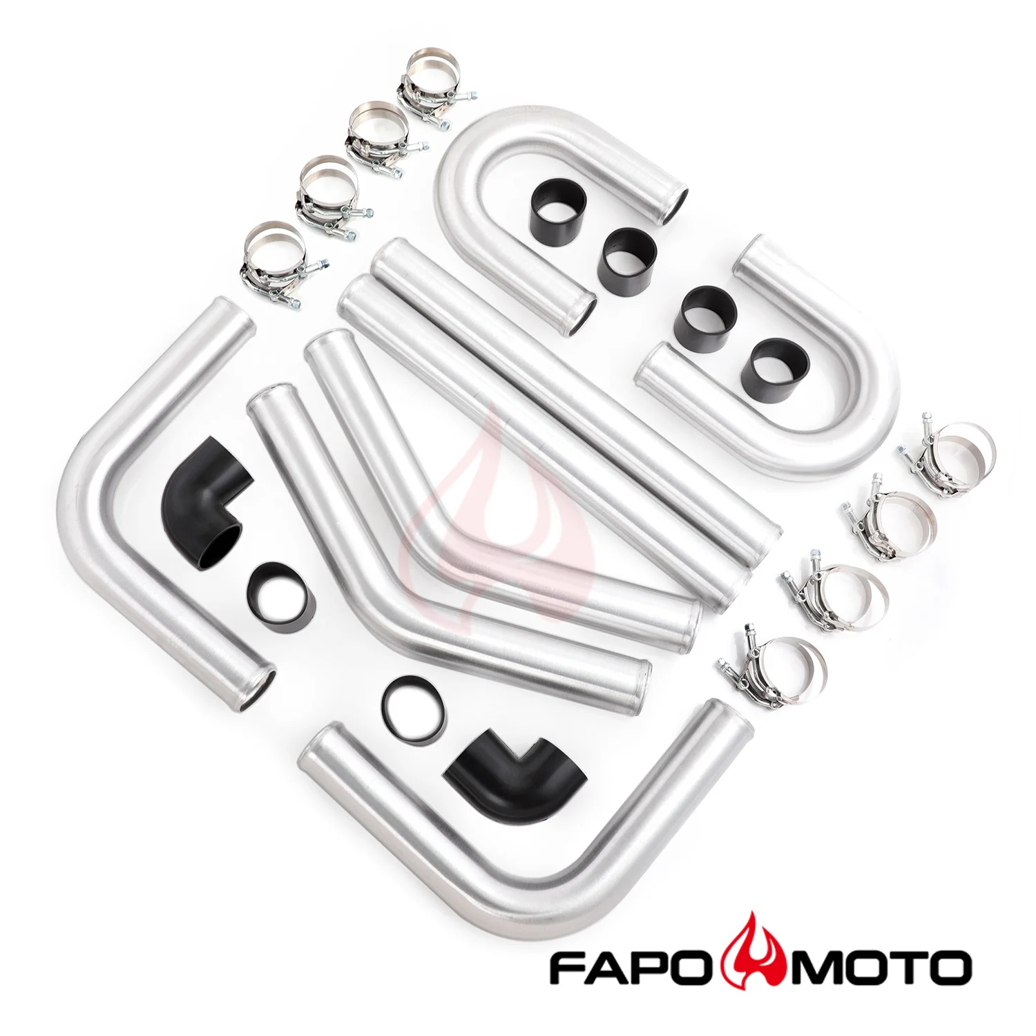 2.5in  63mm Turbo Intercooler Pipe Kit Aluminum Polished Hose Clamp DIY black Universal FE559210