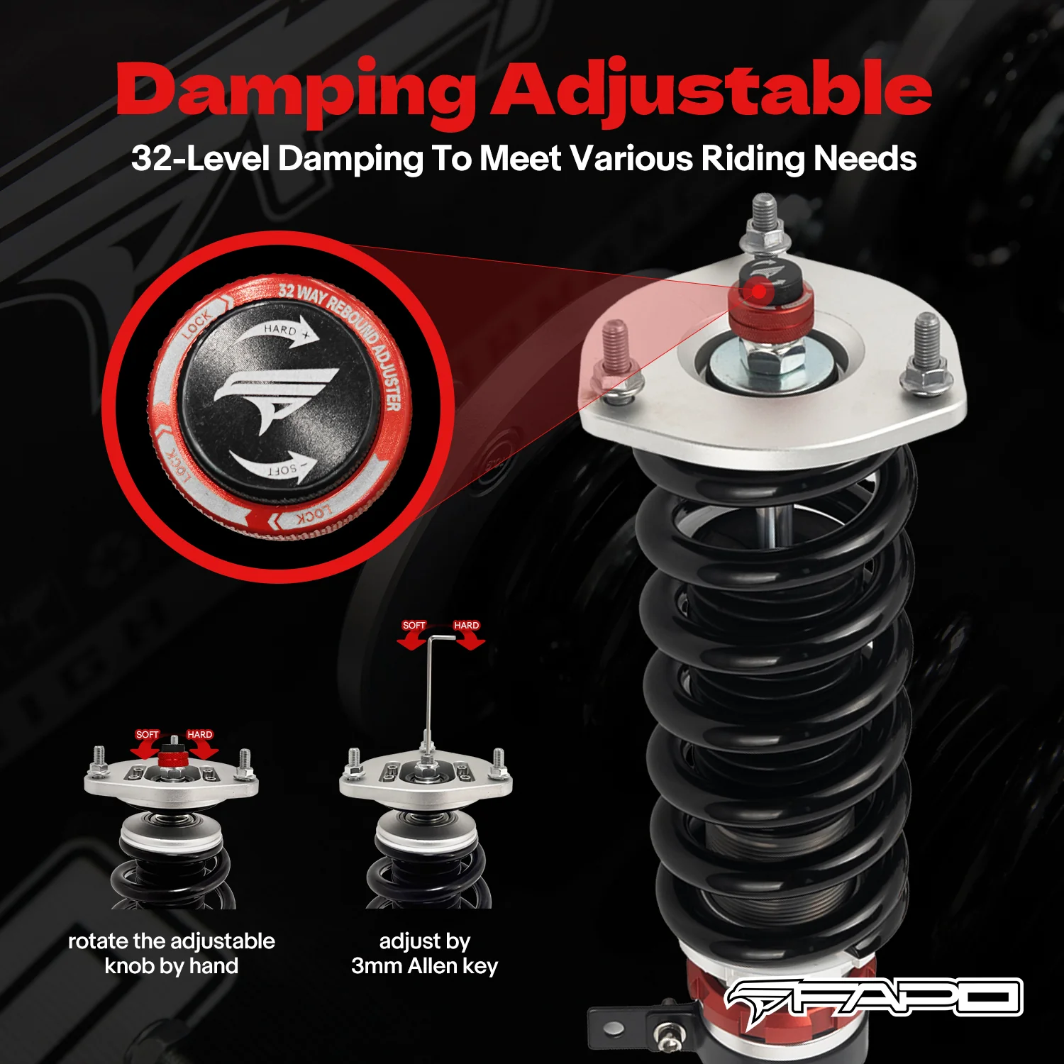 32-Way Adjustable Damping Coilover for Lexus IS200/IS300 1st Gen GXE10/JCE10/SXE10 1999-2005 PF015430 - Image 4