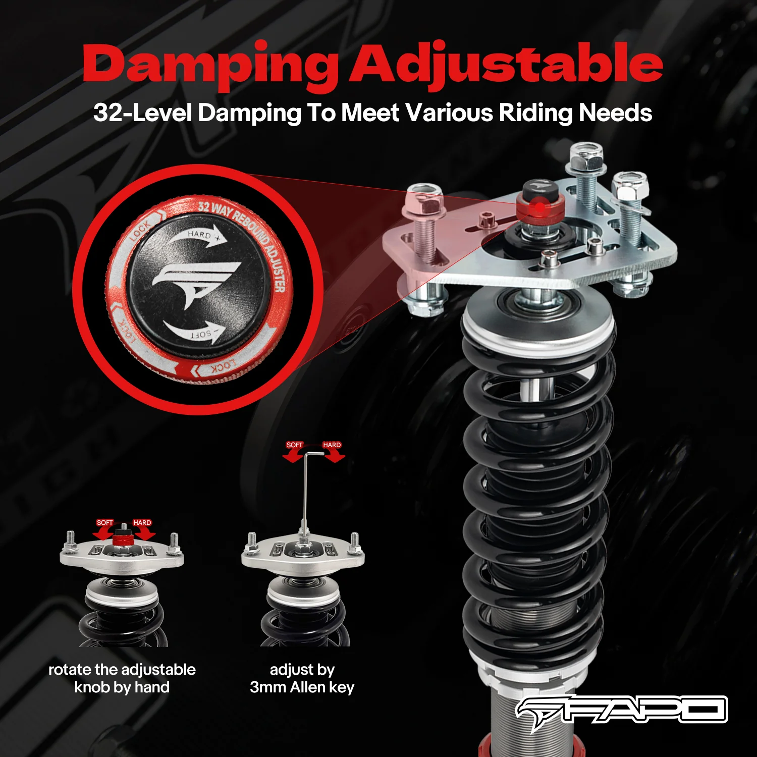 32-Level Damping Coilover for Ford Fairmont 1981-1983 & Mustang 3rd Gen 1979-1993 PF017130 - Image 4