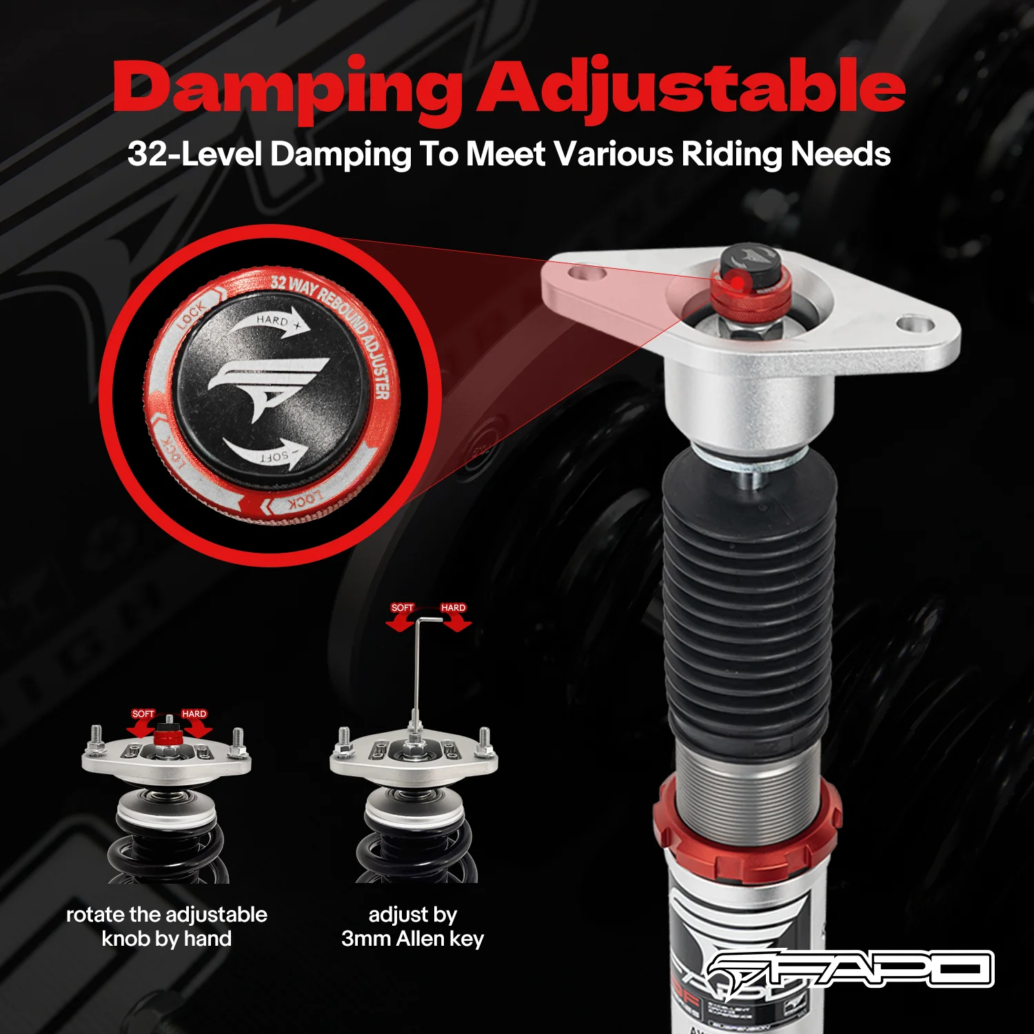32-Way Adjustable Damping Coilovers for Volvo V60 1st Gen DE 11-18 & Volvo V60 1st Gen DE 2011-2018 PF027230 - Image 4