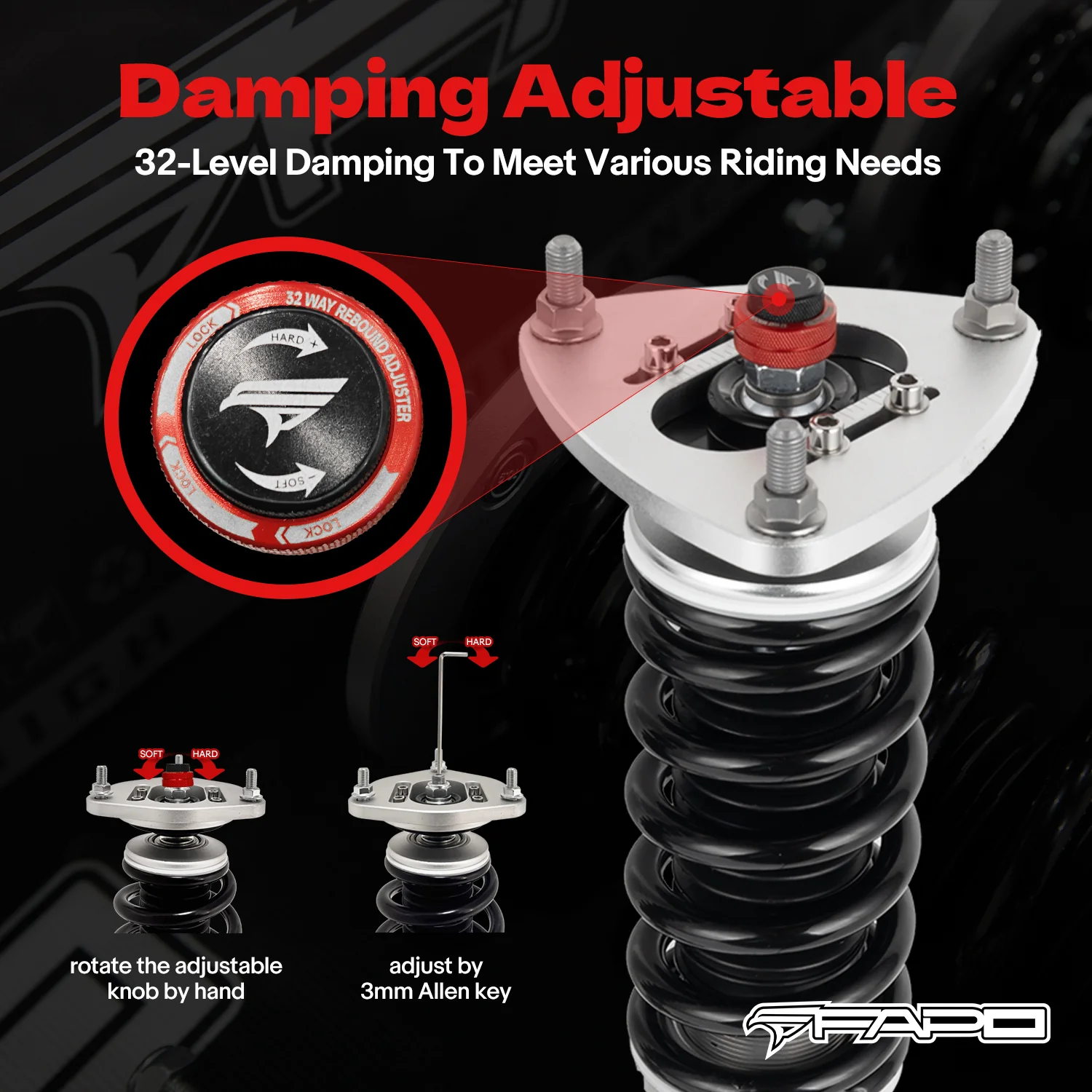 32-Way Adjustable Damping Coilover for Ford Mustang 6th Gen 2.3T/5.0L (without electronic damping) S550 2015-2023 PF027430 - Image 4