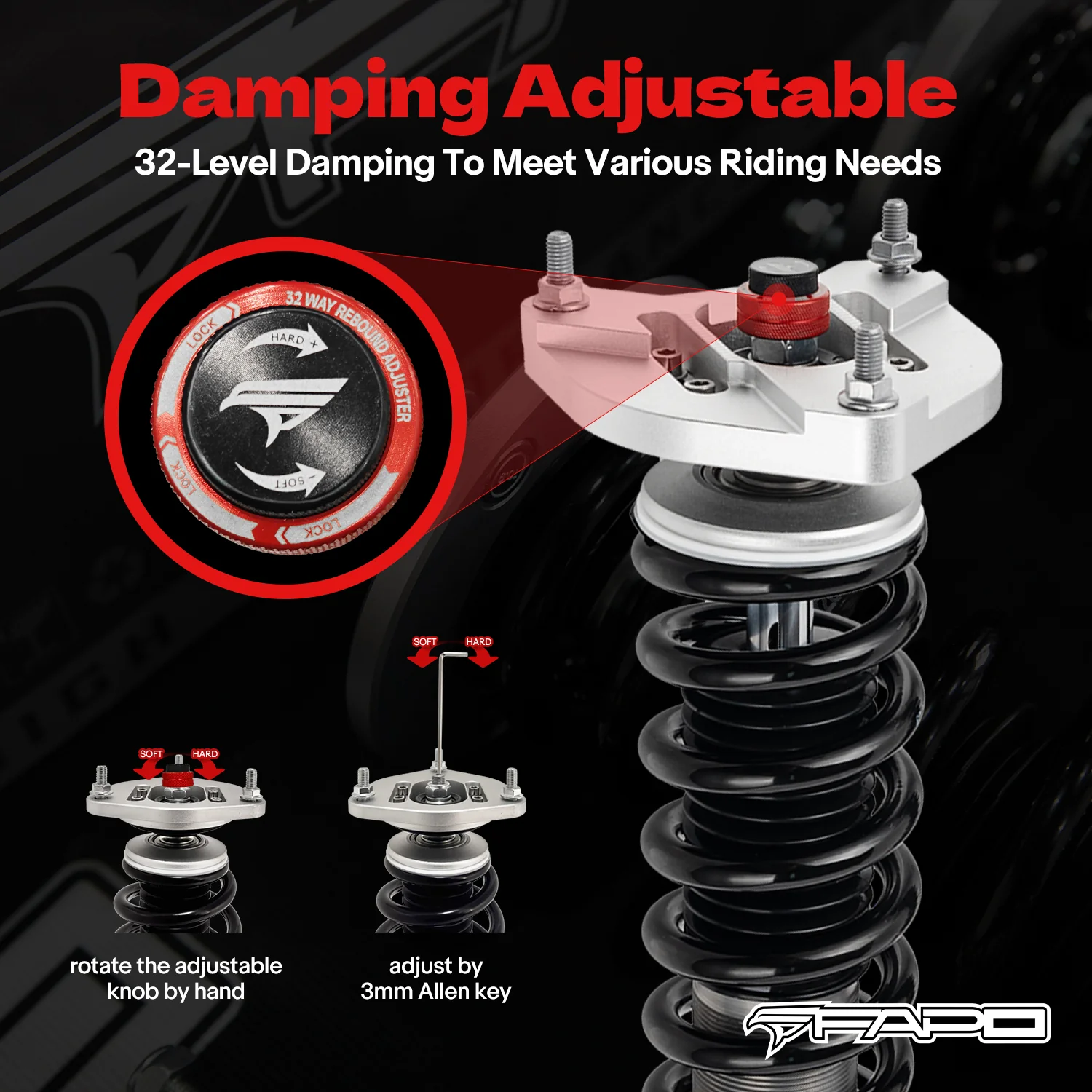 32-Way Adjustable Damping Coilover for Mercedes-Benz C-Class 3rd Gen RWD W204/S204 2007-2014 PF056430 - Image 4